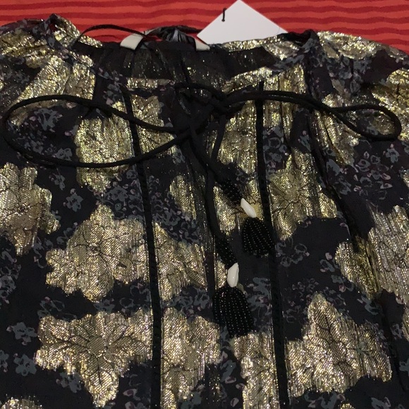 Zara Black ruffle mini dress with metallic thread - Picture 9 of 11